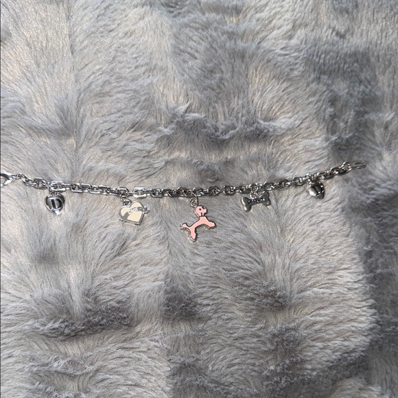 Preloved Christian Dior Silver Charm Bracelet with Pink Dog Charm great conditio - Picture 1 of 8